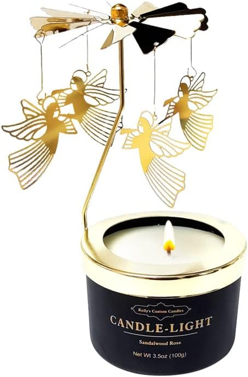 Angel Rotating Scented Candle, Funny Gift for Women, Soybean Wax, 3.5 Ounce, Black, Unique Aromatherapy Candle for Relaxation and Stress Relief