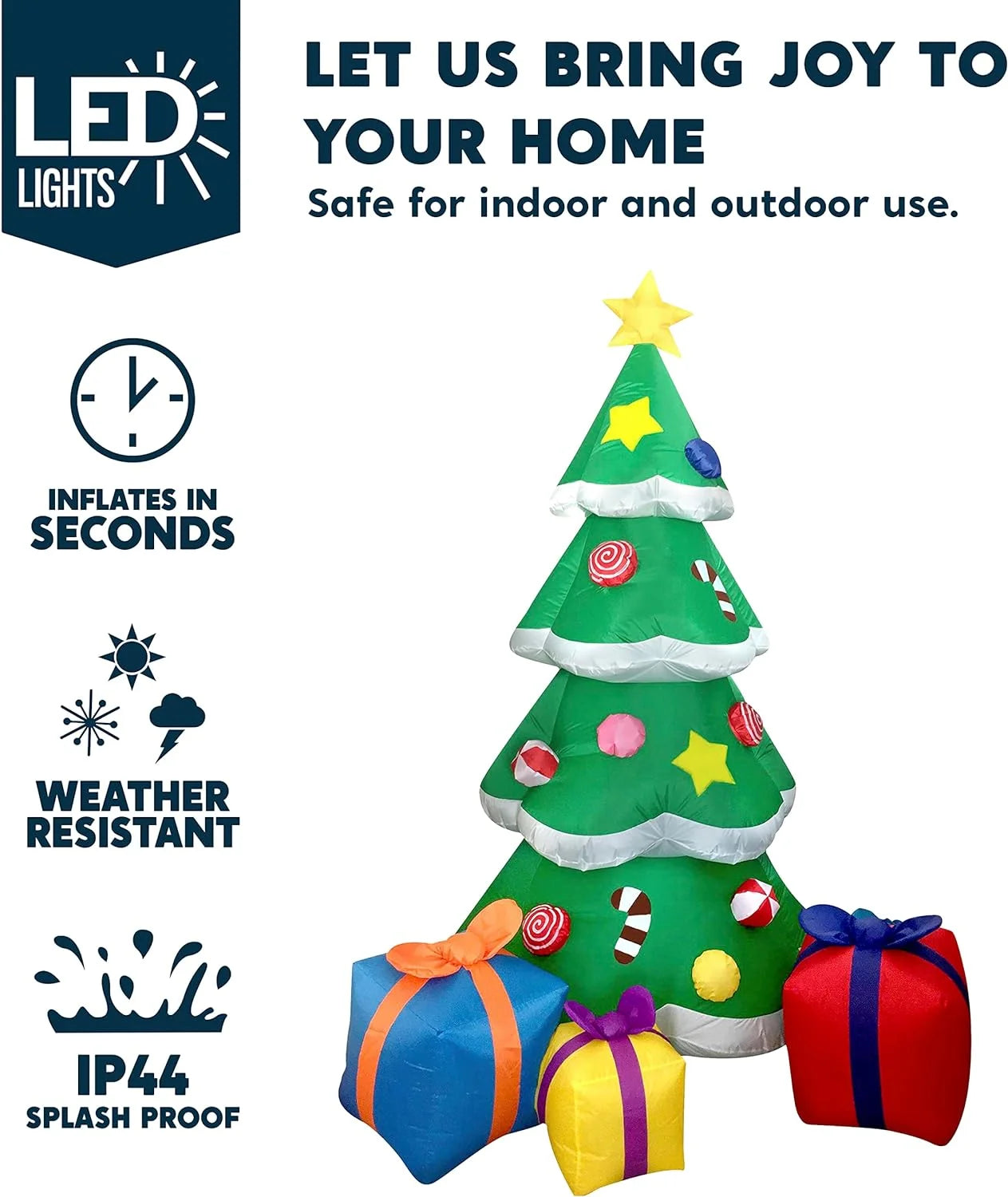 7Ft Christmas Tree Inflatables,Giant Christmas Inflatable Tree with 3 Gift Boxes Blow Ups Yard with Built-In Leds for Holiday Party Garden Lawn Decor