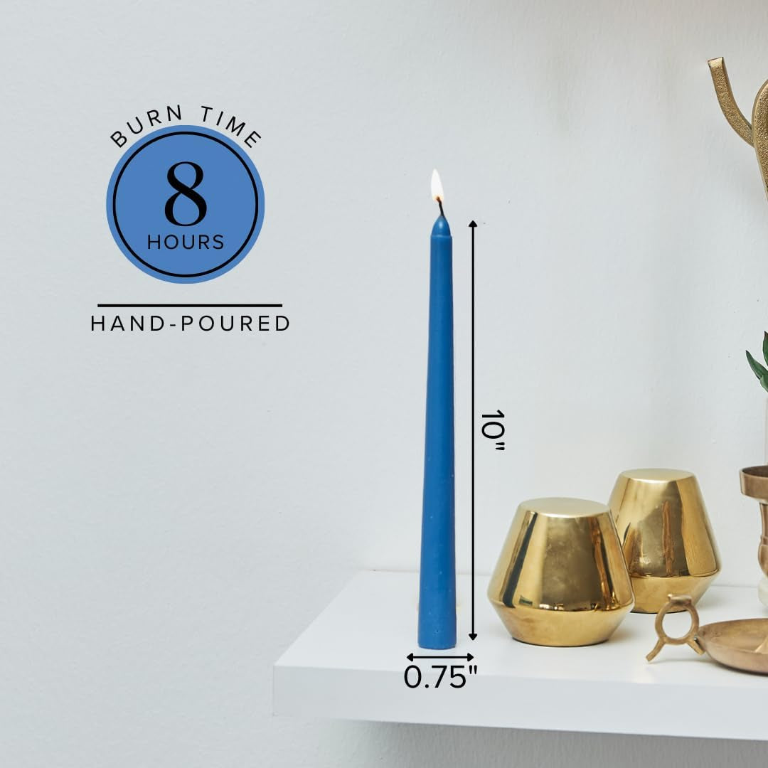 10 Inch Blue Taper Candle Sticks, Set of 30 Candle Sticks, Tapered Candles, Dripless Taper Candles, Blue Candlesticks, Tall Candles, Taper Candles Bulk