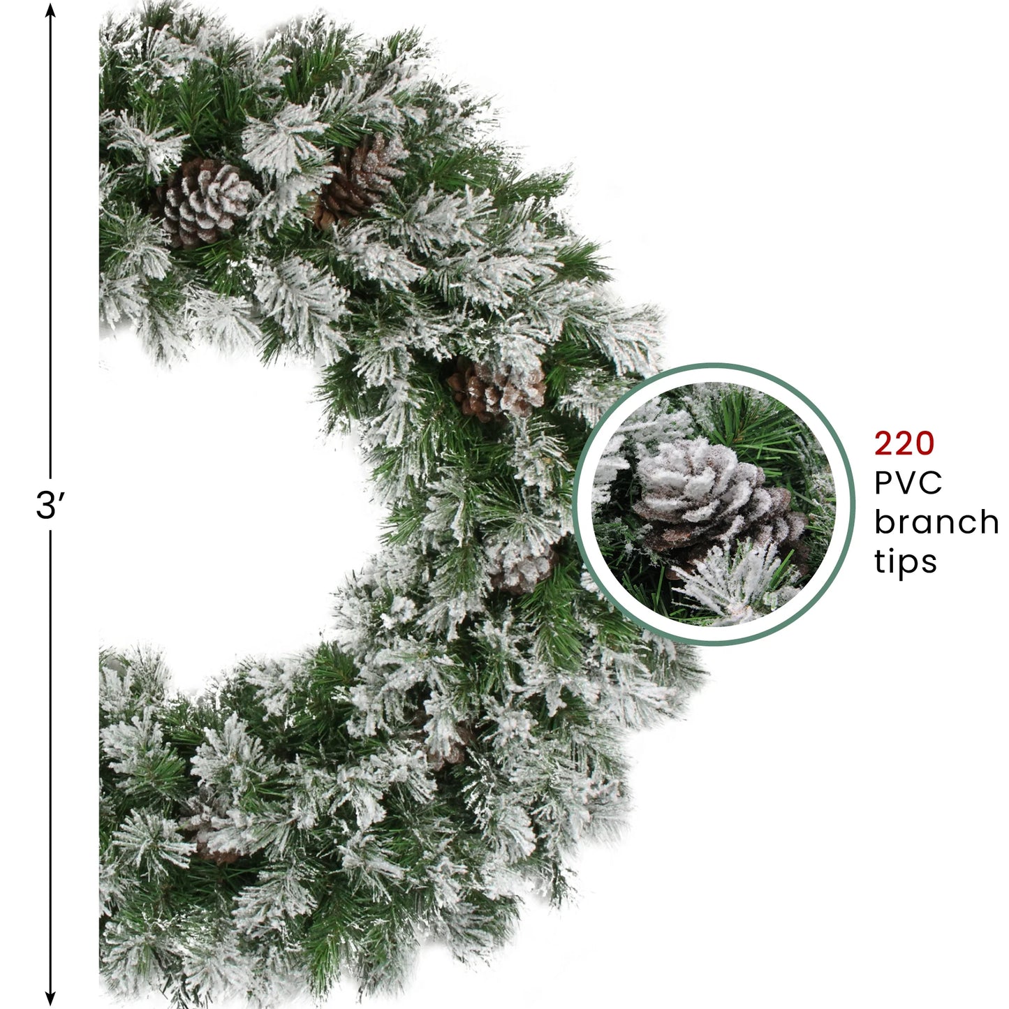 36" Unlit Flocked Angel Pine with Pine Cones Artificial Christmas Wreath