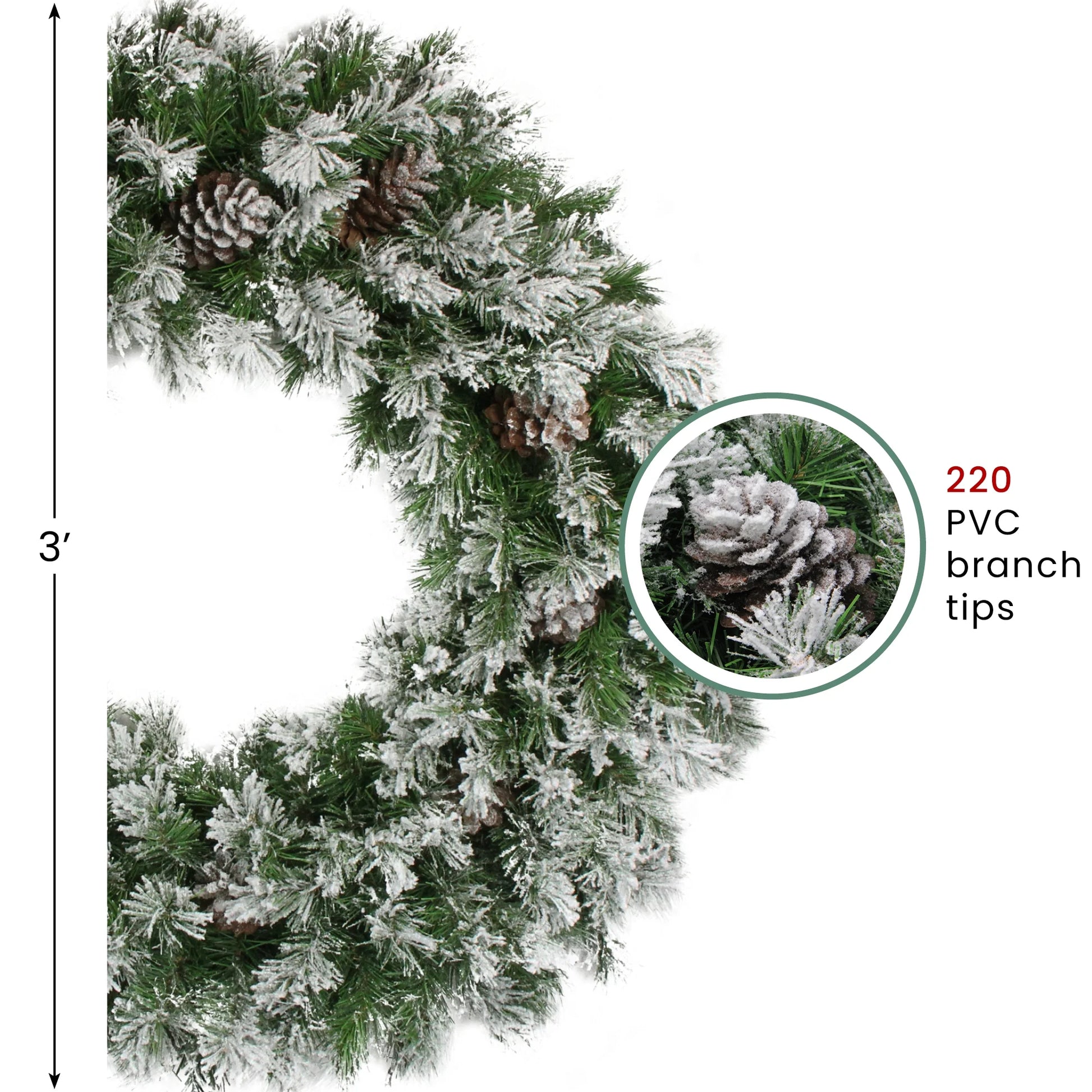 36" Unlit Flocked Angel Pine with Pine Cones Artificial Christmas Wreath