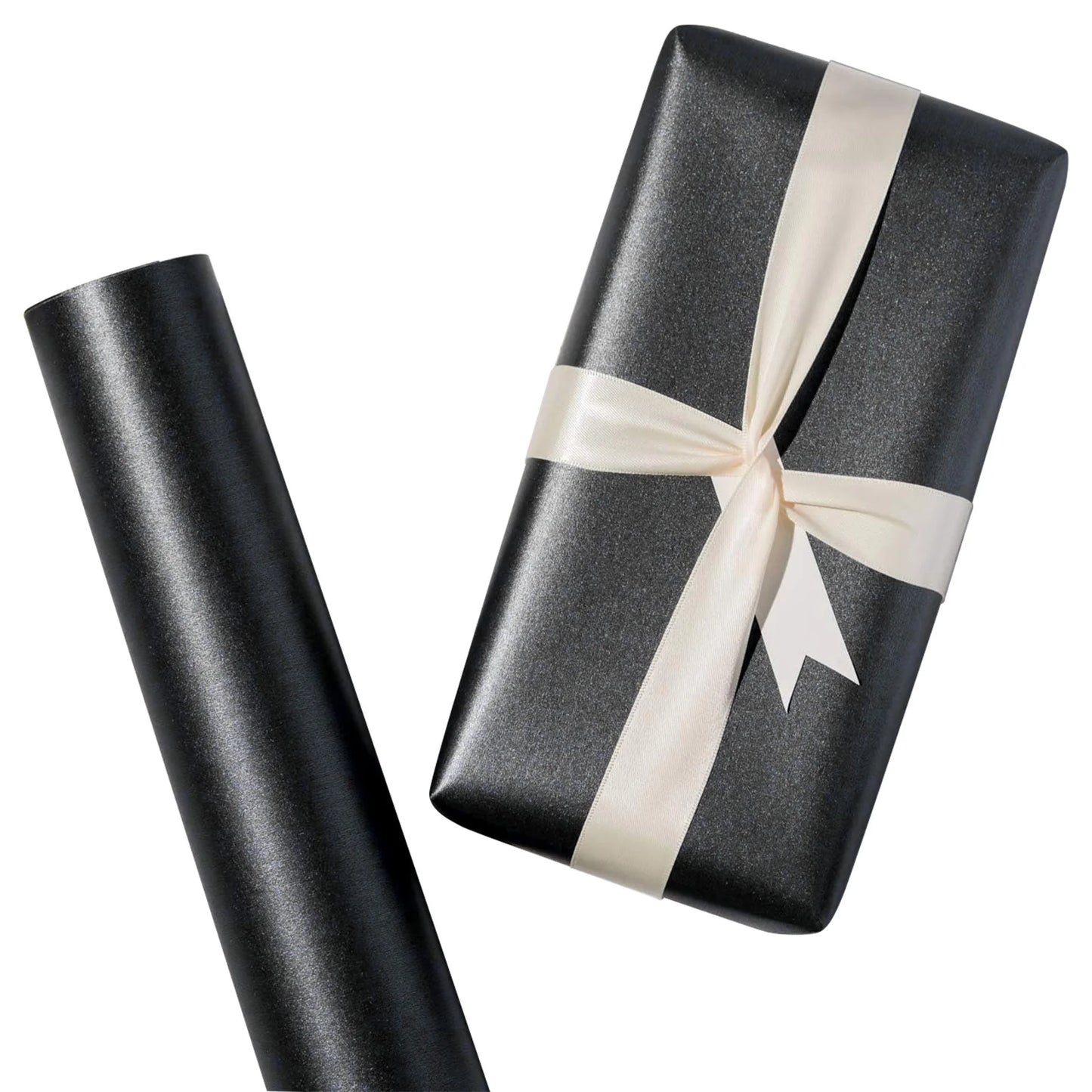 Metallic Wrapping Paper Solid Color Packaging Paper 17 Inch X 32.8 Feet Matte Wrapping Paper Gift Wrapping Paper for Wedding Birthday Christmas Black