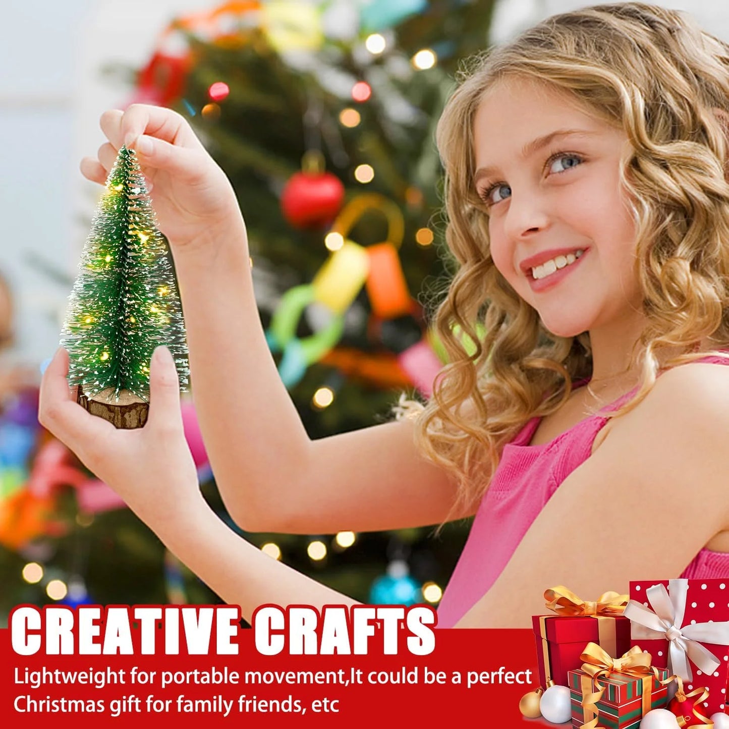 4Pcs Mini Christmas Tree Decorations, Small Christmas Tree Desktop Snow Miniature Pine Tree Tabletop Christmas Tree Small Pine Tree Xmas Decor