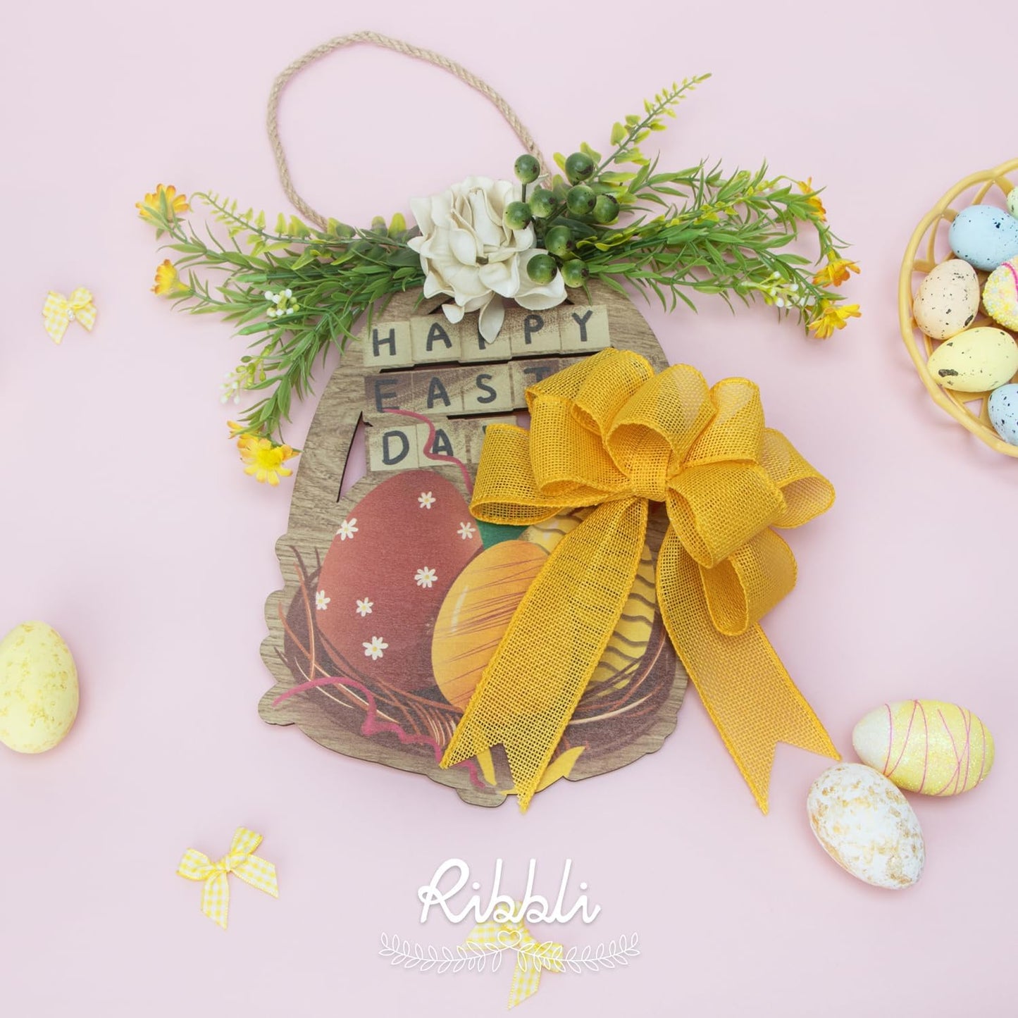 Yellow Burlap Wired Ribbon,1-1/2 Inch X 10 Yard, Wired Edge Ribbon for Big Bow,Wreath,Tree Decoration,Outdoor Decoration