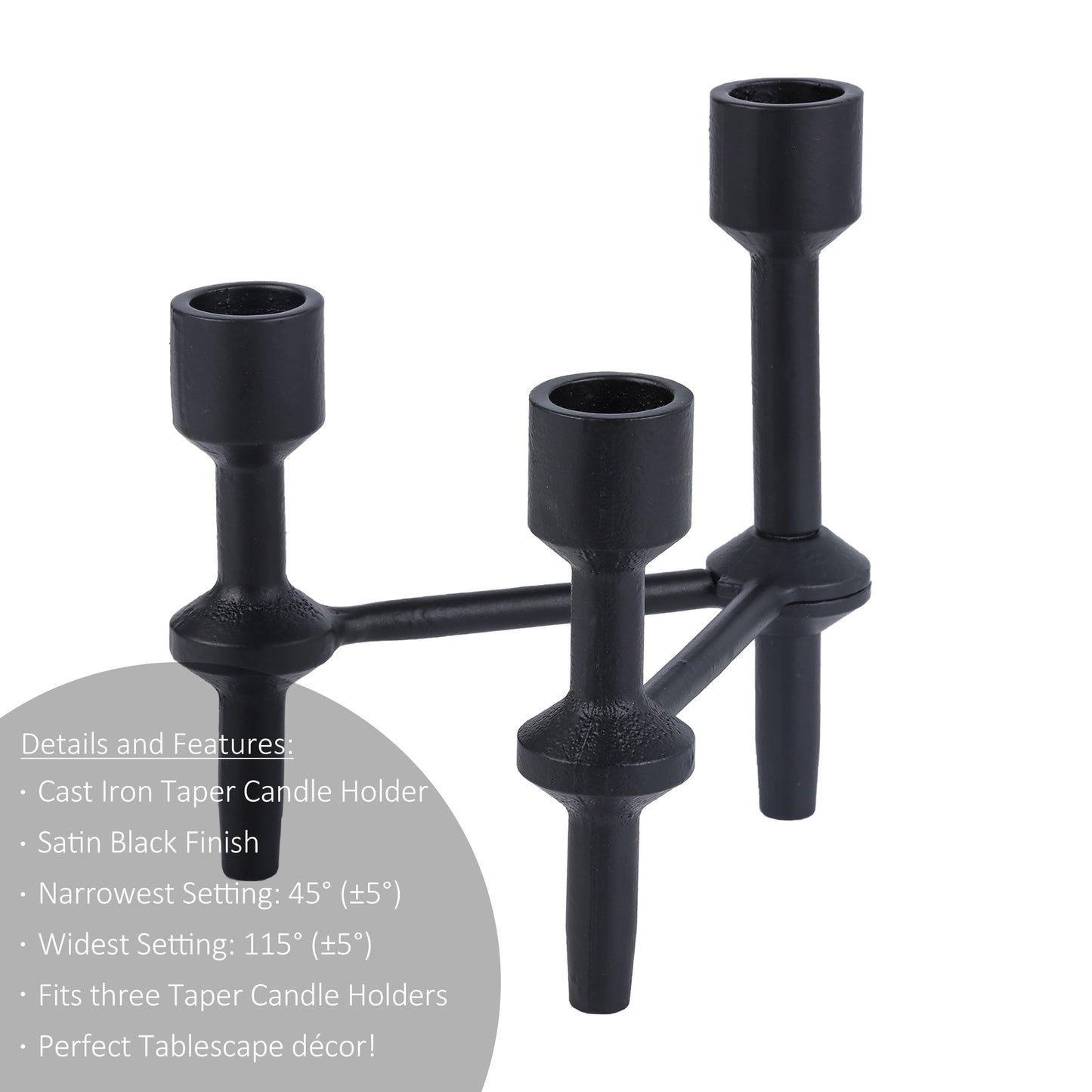 Better Homes & Garden 6" Black Cast Iron Pillar Taper Candle Holder Candelabra