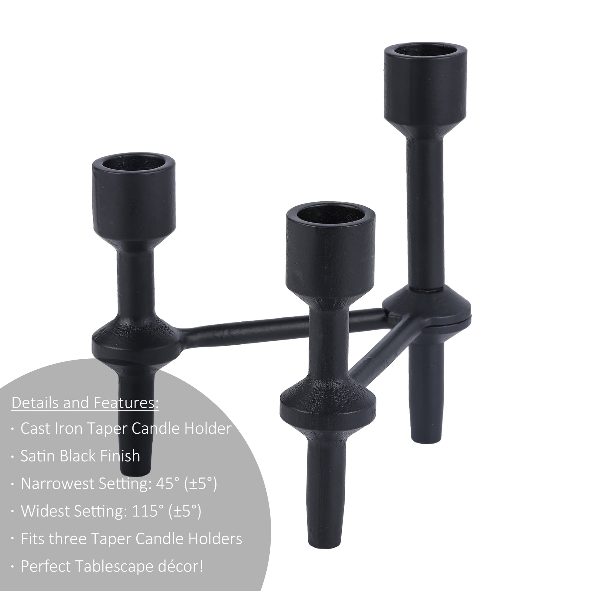 Better Homes & Garden 6" Black Cast Iron Pillar Taper Candle Holder Candelabra