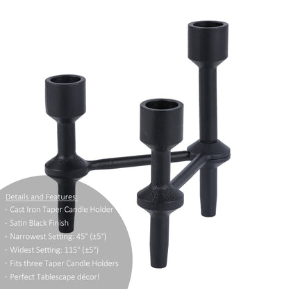 Better Homes & Garden 6" Black Cast Iron Pillar Taper Candle Holder Candelabra