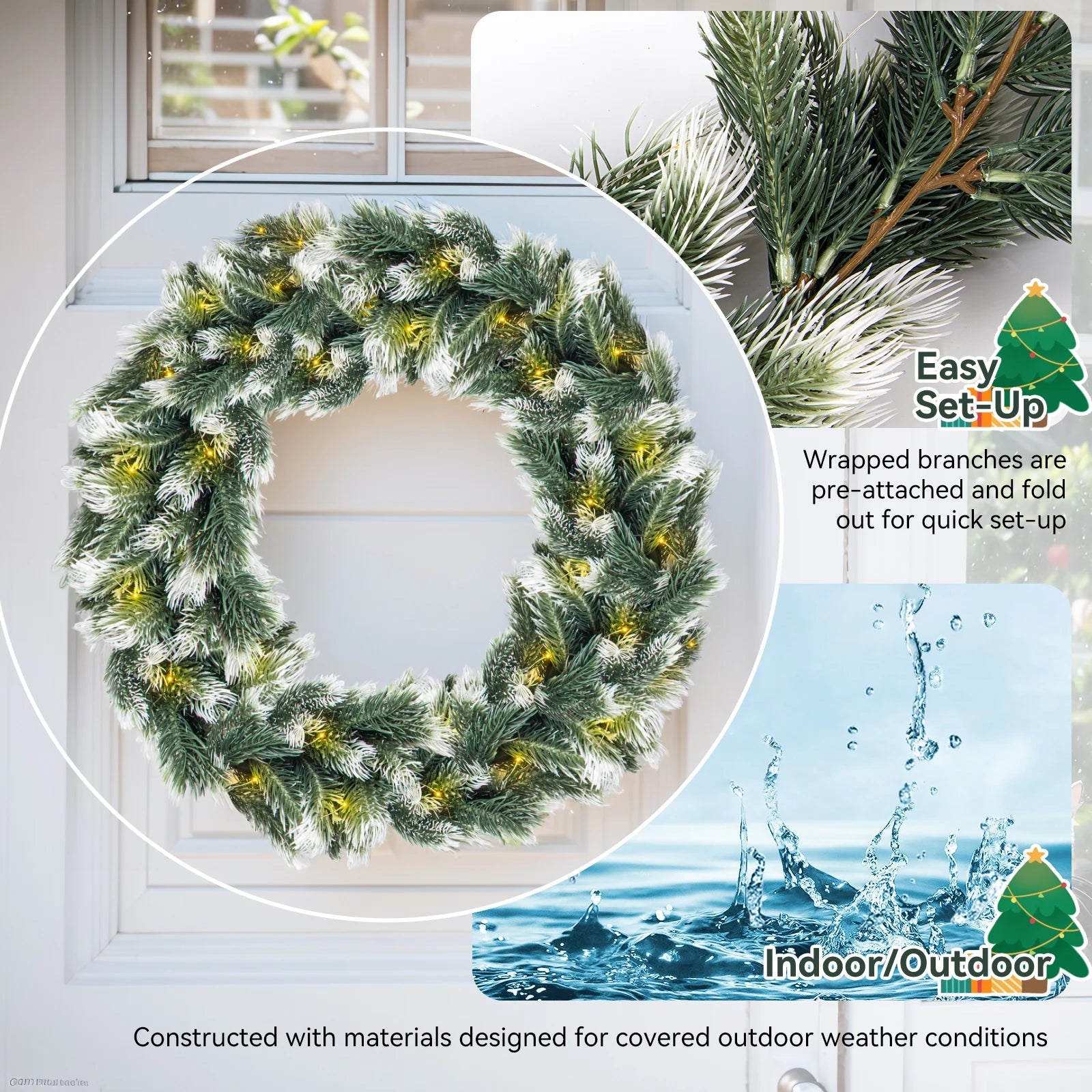 6FT Christmas Garland with Light, Seasonal Artificial Christmas Green Rattan Pine Cypress Garland Holiday Outdoor Winter Decor, 8 Modes Xmas Garland Indoor for Mantle Fireplace Stair Wreath