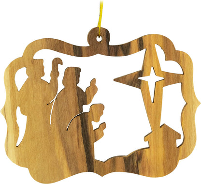 Wisemen & Nativity Star Olive Wood Christmas Ornament from Israel, Bulk Pack of 6, Religious Ornaments Decoration, Wooden Hanging Seasonal Décor for Christmas Tree, Made in the Holy Land of Bethlehem