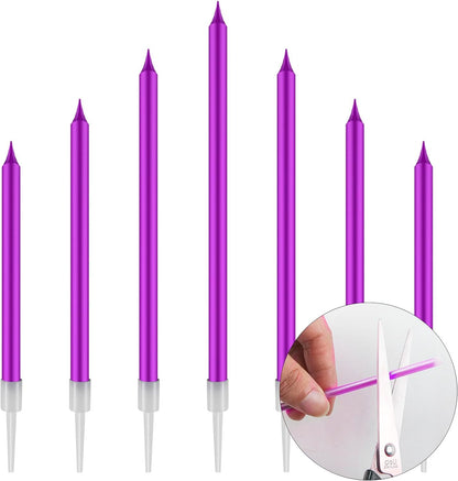 48 - Count Birthday Candles Long Thin Cake Candles - Birthday Candles, Birthday Parties, Wedding Decorations, Party Candles (Purple)