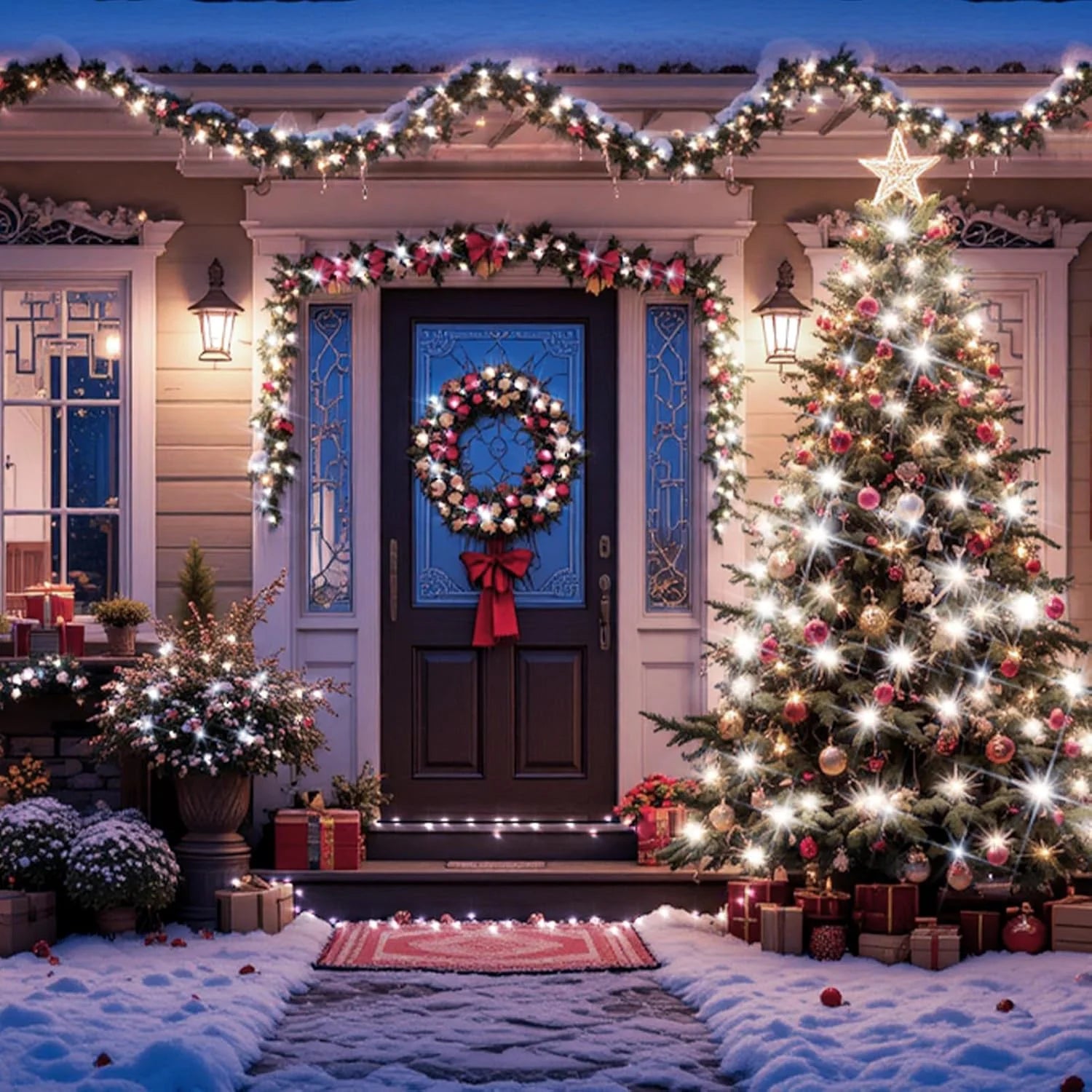 66Ft 200 LED Plug in Christmas Lights Green Wire Twinkle Christmas Tree Lights, White