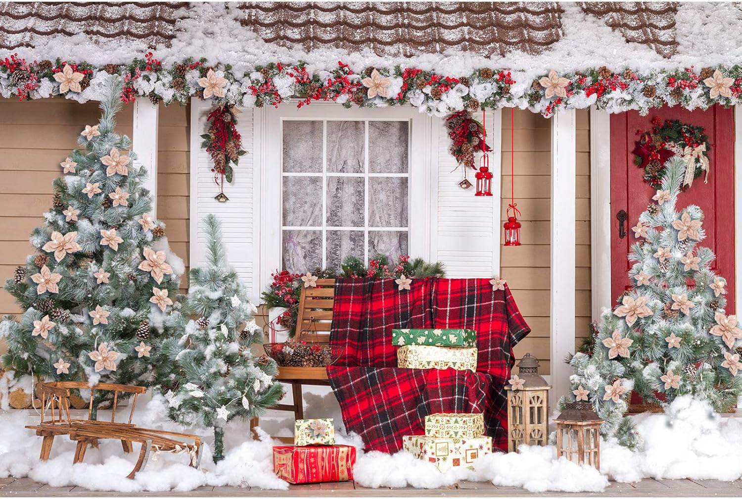 36 Pieces Christmas Glitter Poinsettia 3/4/6 Inch Faux Flowers Christmas Flowers Decorations Wedding Xmas Tree New Year Ornaments(Rose Gold)