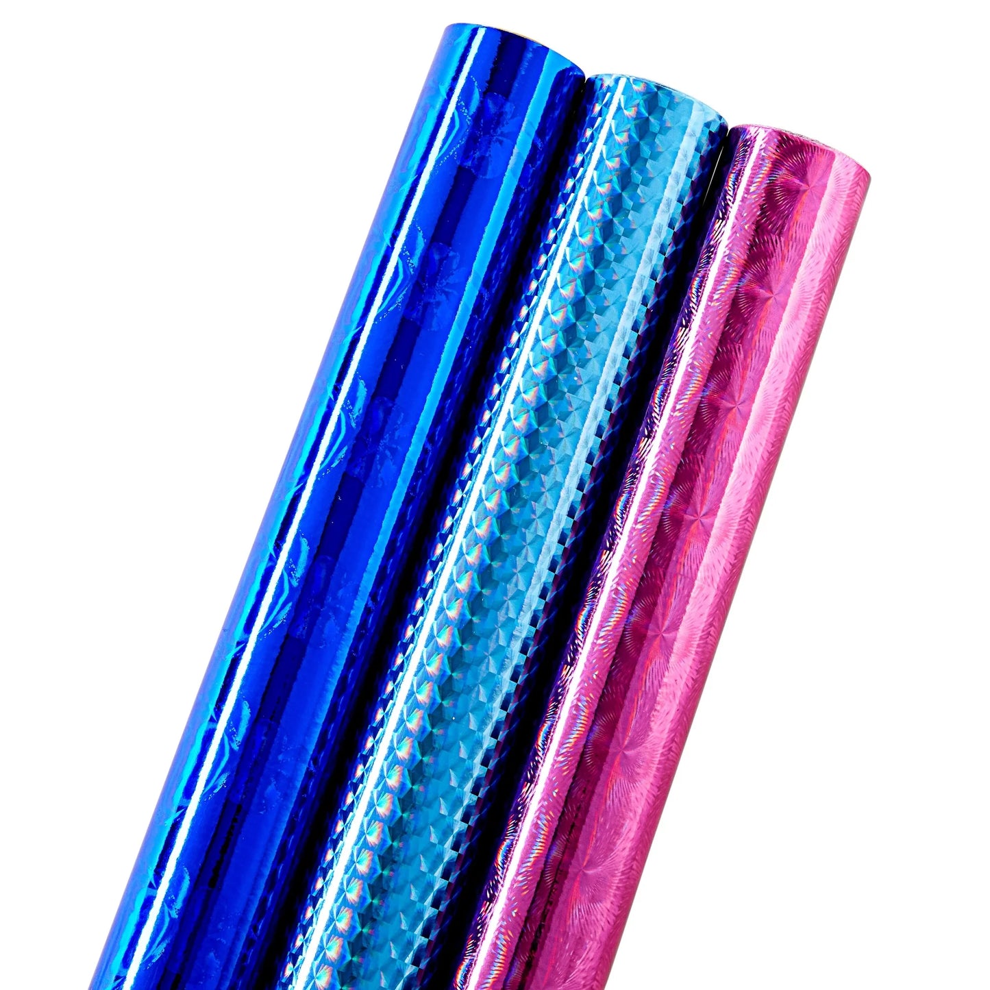 Holographic Wrapping Paper - Iridescent, Metallic Gift Wrap for Birthday, Christmas (3 Rolls, 3 Designs, 208 X 17.3 in per Roll, 73.5 Sq Ft Total)