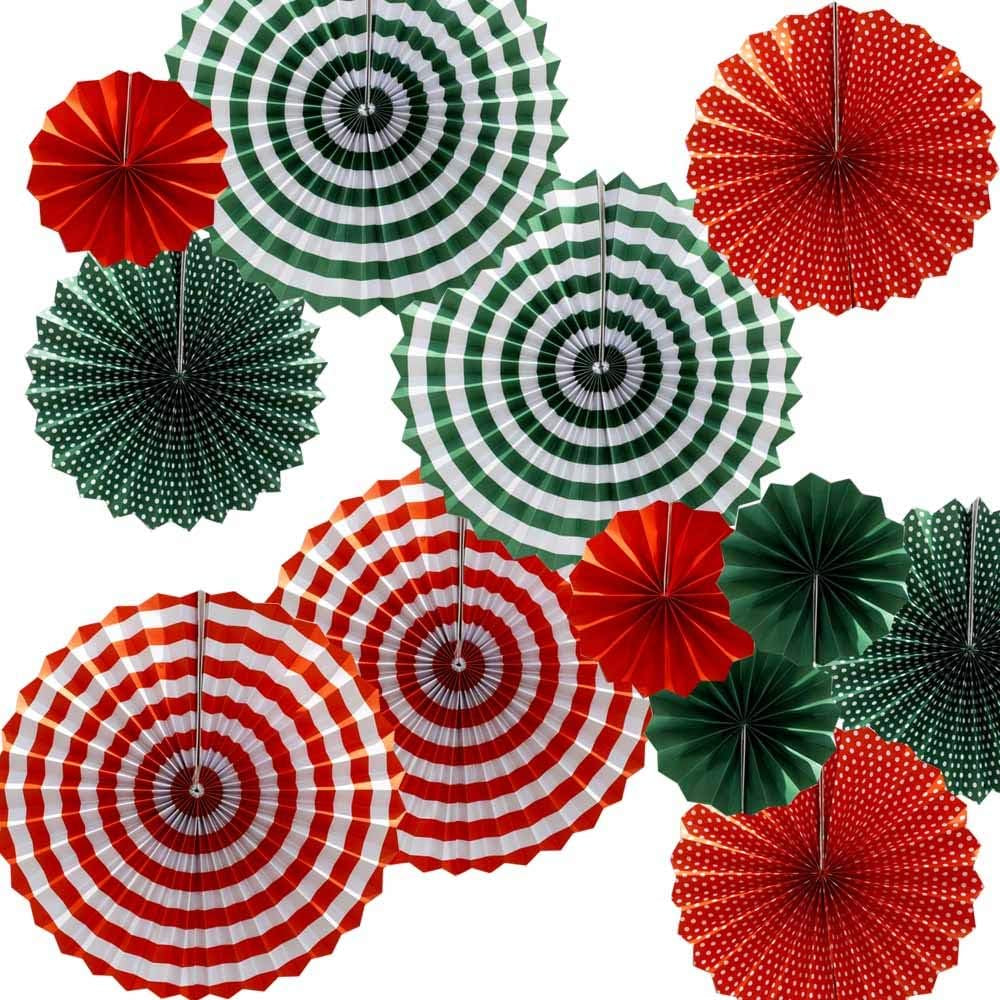 | Paper Fans Flower for Christmas Decoration/Christmas Tree,Christmas,Set of 12