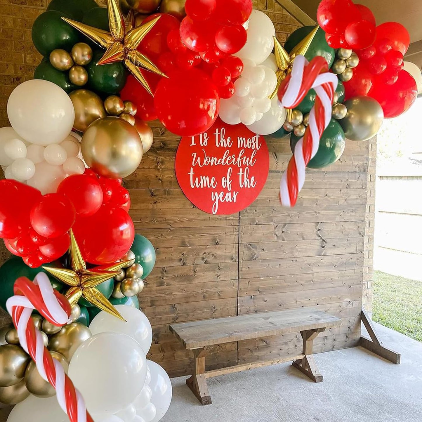 149Pcs Christmas Balloons Garland Kit with Gold Explosion Star Foil Balloons for Xmas Party or New Year Party Decorations