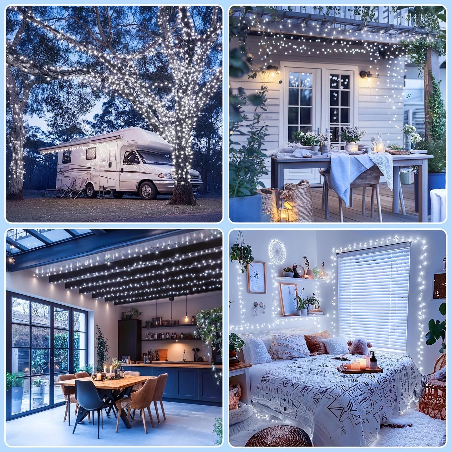 66Ft 200 LED Plug in Christmas Lights Green Wire Twinkle Christmas Tree Lights, White