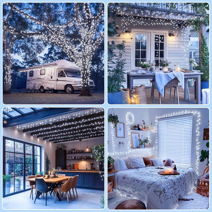 66Ft 200 LED Plug in Christmas Lights Green Wire Twinkle Christmas Tree Lights, White