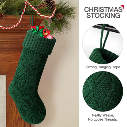 6Pcs Christmas Stockings Knitted Xmas Stockings Double-Sided 18 Inches Fireplace Stockings for Family Christmas Decoration (Burgundy,Green)
