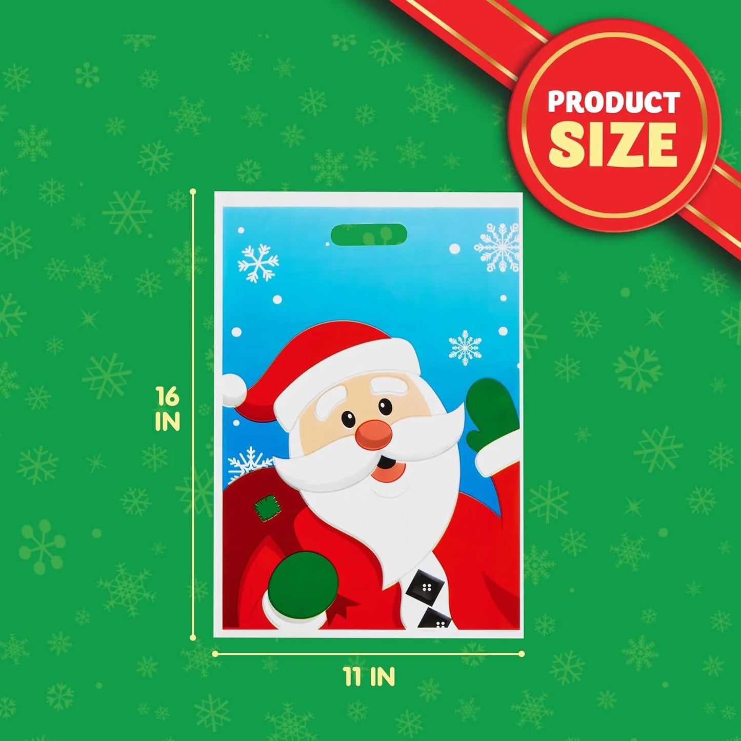 72 Pcs Christmas Bags for Xmas Holiday Goody Gift, 11" X 16"Christmas Snacks Plastic Shopping Bags with Handles for Present Wrapping, Festive Party Favor, Party Decoration Supplies
