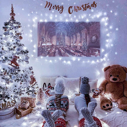 250 LED White Christmas Lights Indoor Outdoor, 91.5Ft Connectable Christmas String Lights 8 Modes, Clear Wire Twinkle String Light Plug in for Bedroom Wedding Garden Party Decoration