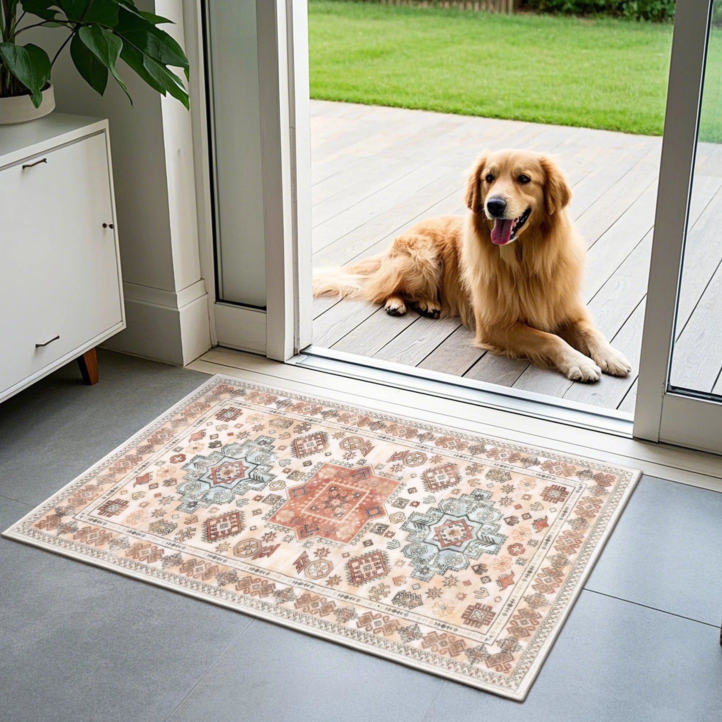 3 Pieces Boho Kitchen Rug Sets Non Slip Soft Kitchen Mat Floor Mat for Kitchen, Laundry Room and Hallway