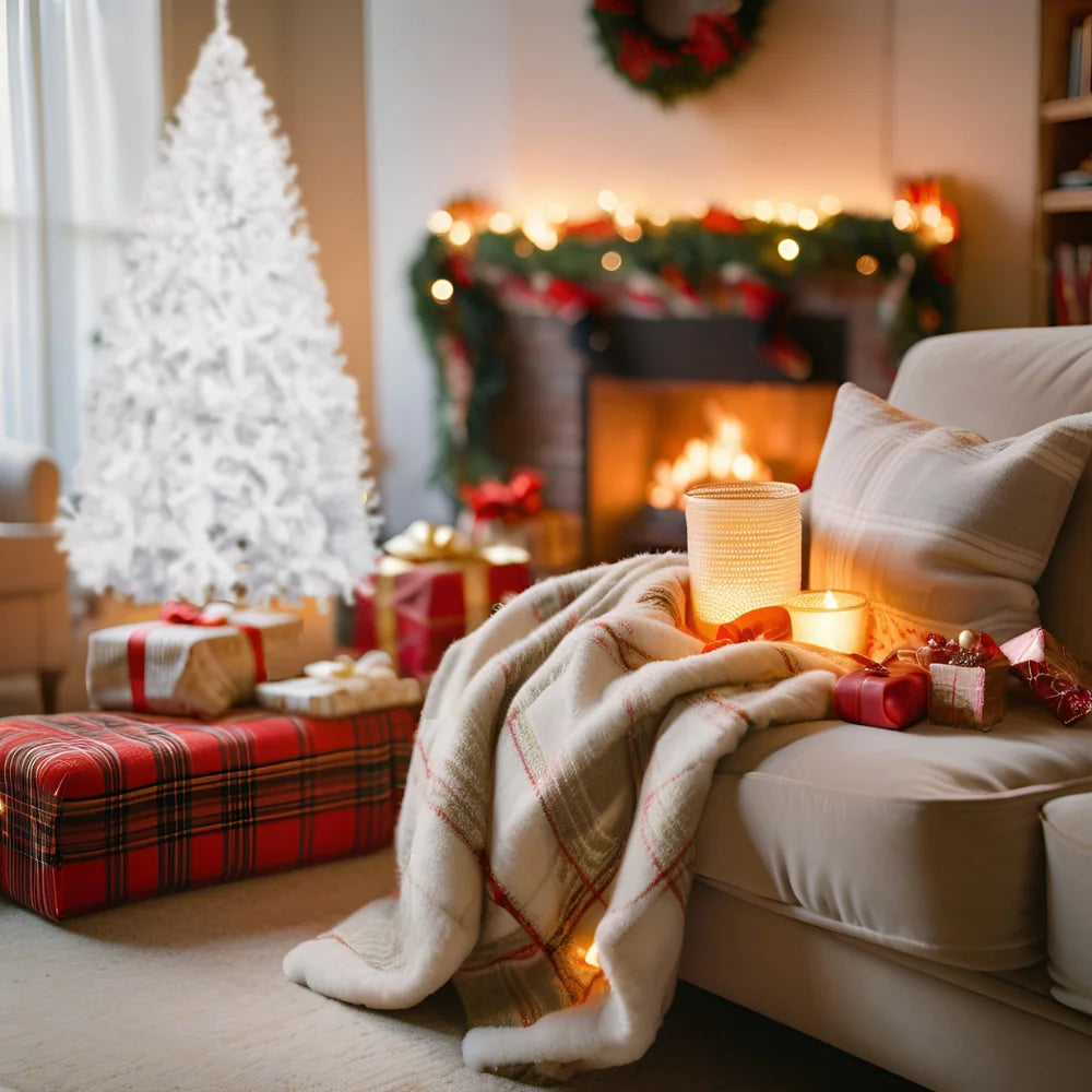 7.5Ft White Christmas Tree Artificial Christmas Tree Seasonal Holiday Decoration W/ 1,500 Branch Tips, Stand