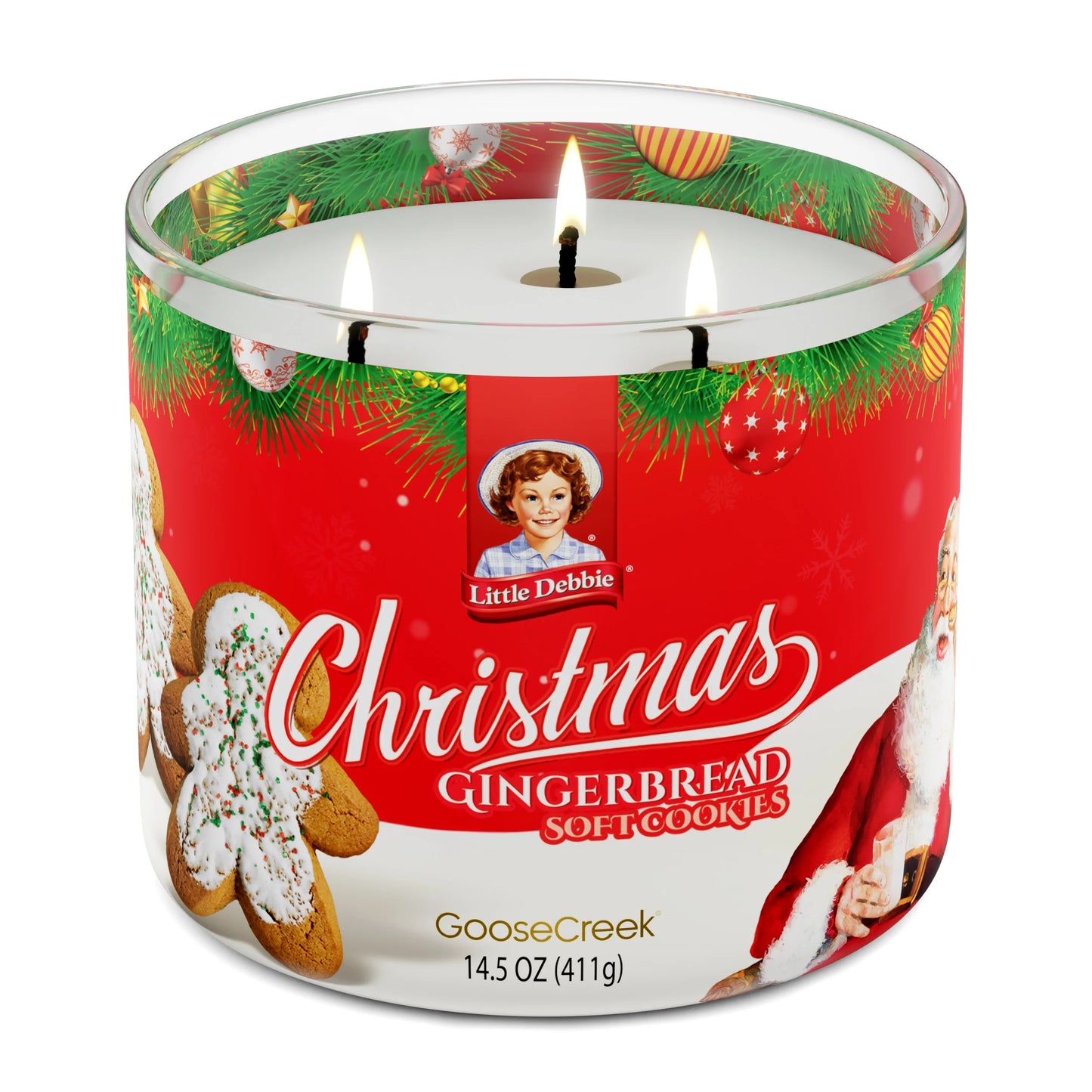3-Wick Little Debbie Christmas Gingerbread Cookies Scented Jar Candle, 14.5Oz.