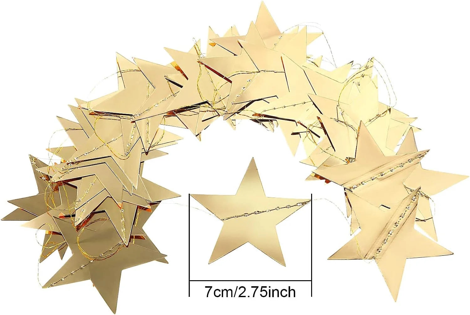 130 Feet Glitter Star Garland Banner Decor, Gold Streamers Hanging Star Bunting Banner Backdrop for 2025 New Year Graduation Wedding Birthday Christmas Party Decoration