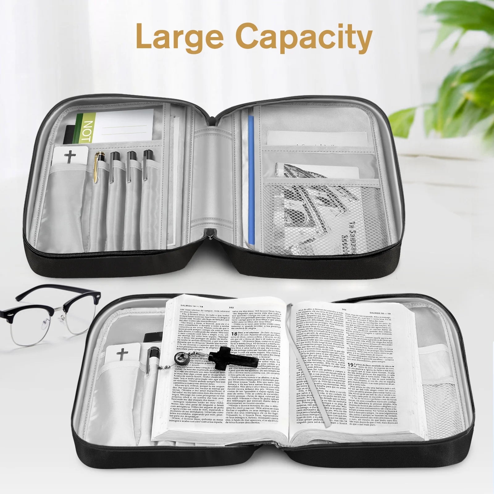 Bible Cover, Carrying Book Case Church Bag Bible Protective with Handle and Zippered Pocket, Perfect Gift for Men Women Father, Black