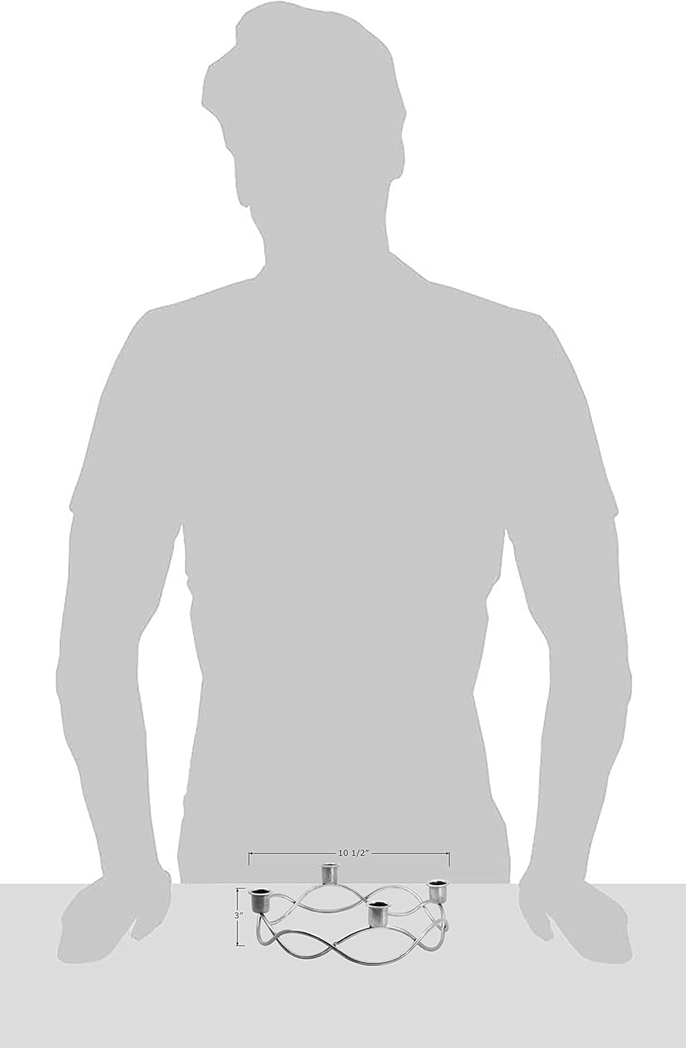 10" Dia Metal Christmas Advent Wreath Taper Candle Holder, Seasonal Centerpiece Decor - Silver