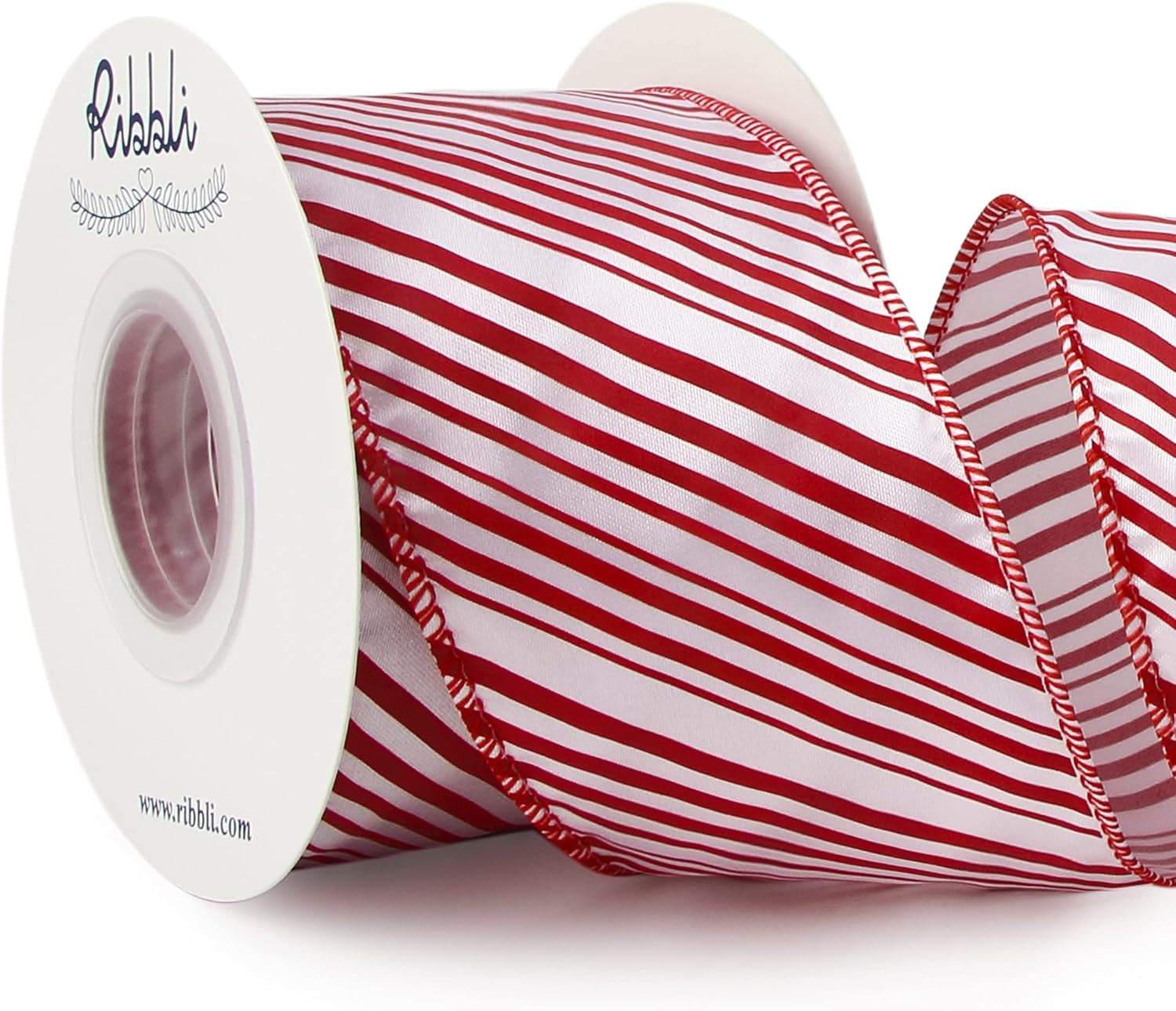 Candy Cane Ribbon Red and White Stripe Wired Satin,2-1/2 Inch X Continuous 10 Yard,Peppermint Stripe Christmas Ribbon for Big Bow, Wreath,Tree Decoration, Outdoor Decoration