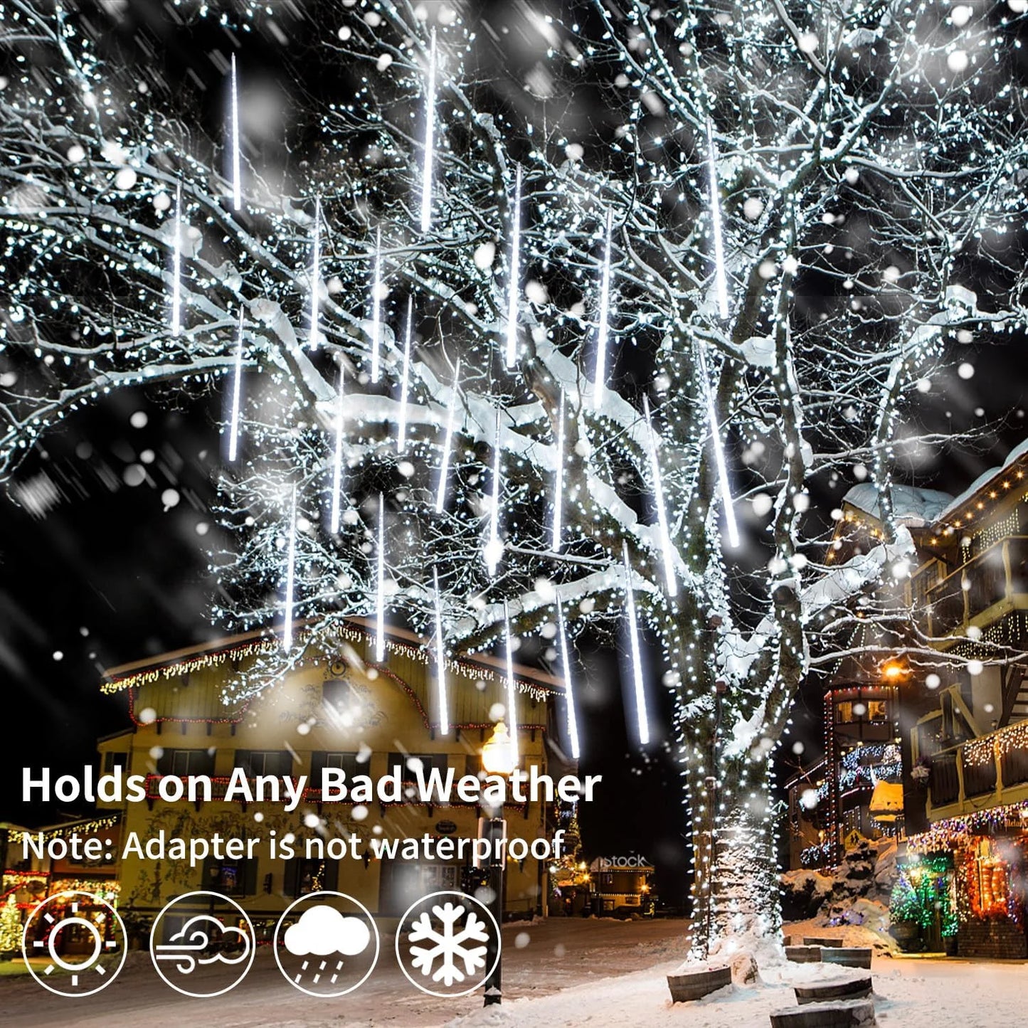 Christmas String Lights, 20 Inch 10 Tubes 540 LED Icicle Twinkle Meteor Shower Lights Outdoor for Christmas Halloween Holiday Party Home Decor, White