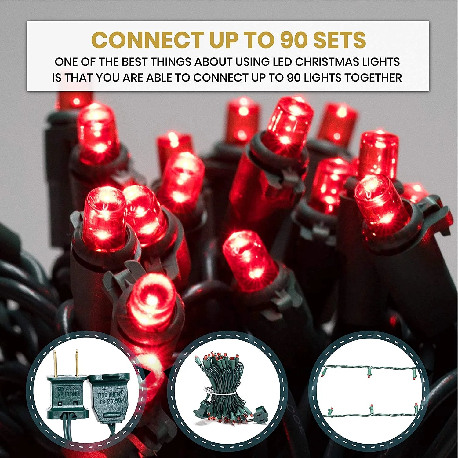 50 LED Mini Christmas String Lights 120V UL588 (50, Red)