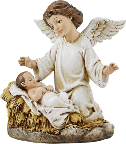 CBC Group  - Sculpted Resin Advent and Christmas Candle Holder, 2-Piece, Angel Nativity Wreath