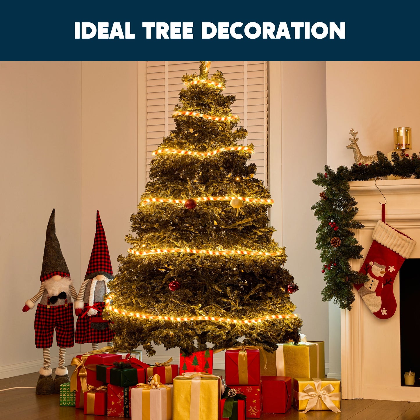 40FT 360 LED Candy Cane Rope Lights Christmas Outdoor Decoration Light,Red and White Christmas Lights Led Lights Light up Candy Canes for Christmas Yard Holiday Decor