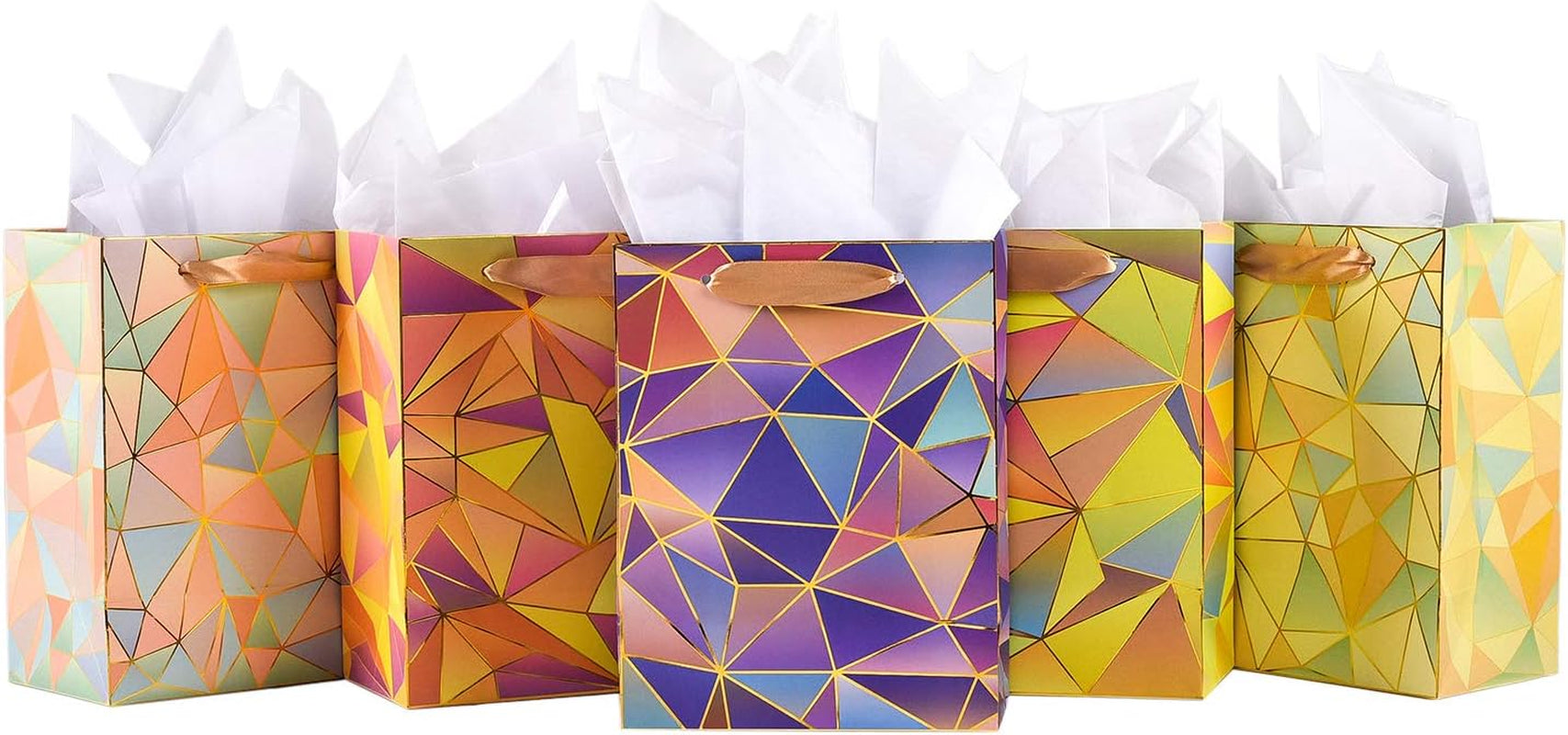 Gift Bags Medium Size Set, 5 Pack Assorted Small Bulk Birthday Gift Wrapping Bag with Tissue Paper for Men Women Girls Baby Bridal Shower Present Bag for Anniversary Party,10 Piece Set