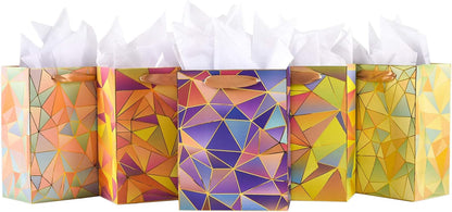 Gift Bags Medium Size Set, 5 Pack Assorted Small Bulk Birthday Gift Wrapping Bag with Tissue Paper for Men Women Girls Baby Bridal Shower Present Bag for Anniversary Party,10 Piece Set
