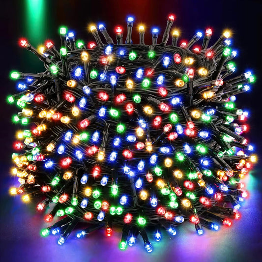 108FT 300LED Halloween Christmas String Lights Outdoor Indoor Extendable Green Wire Memory Function 8 Modes Waterproof Fairy String Lights for Xmas Tree Holiday Party Garden