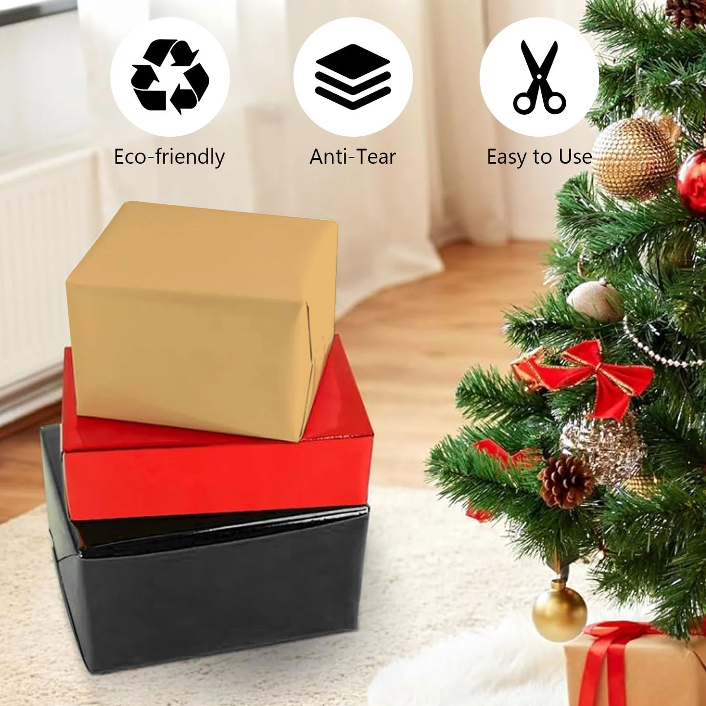 Metallic Wrapping Paper Solid Color Packaging Paper 17 Inch X 32.8 Ft Matte Wrapping Paper Gift Wrapping Paper for Wedding Birthday Christmas Red