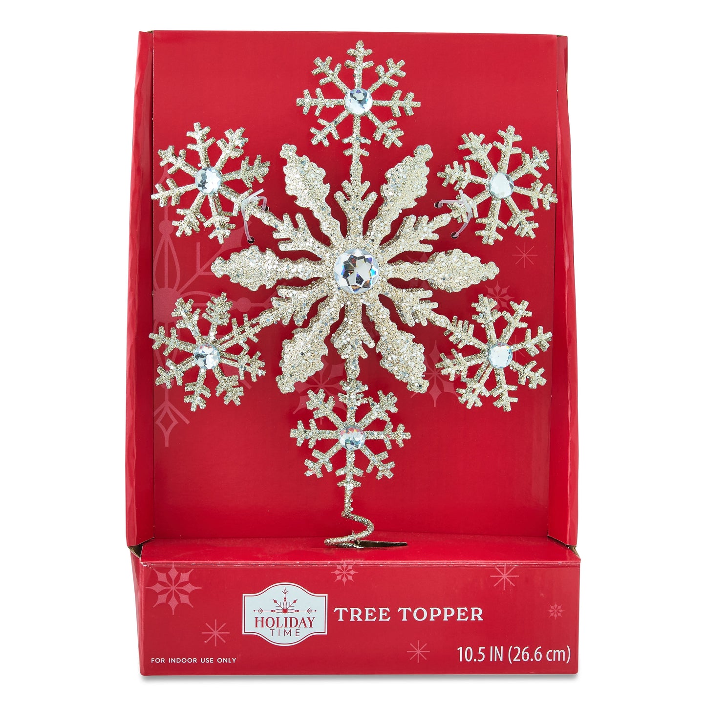 Metal Snowflake Christmas Tree Topper, Gold, 10.5", by