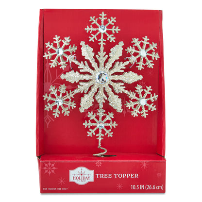 Metal Snowflake Christmas Tree Topper, Gold, 10.5", by