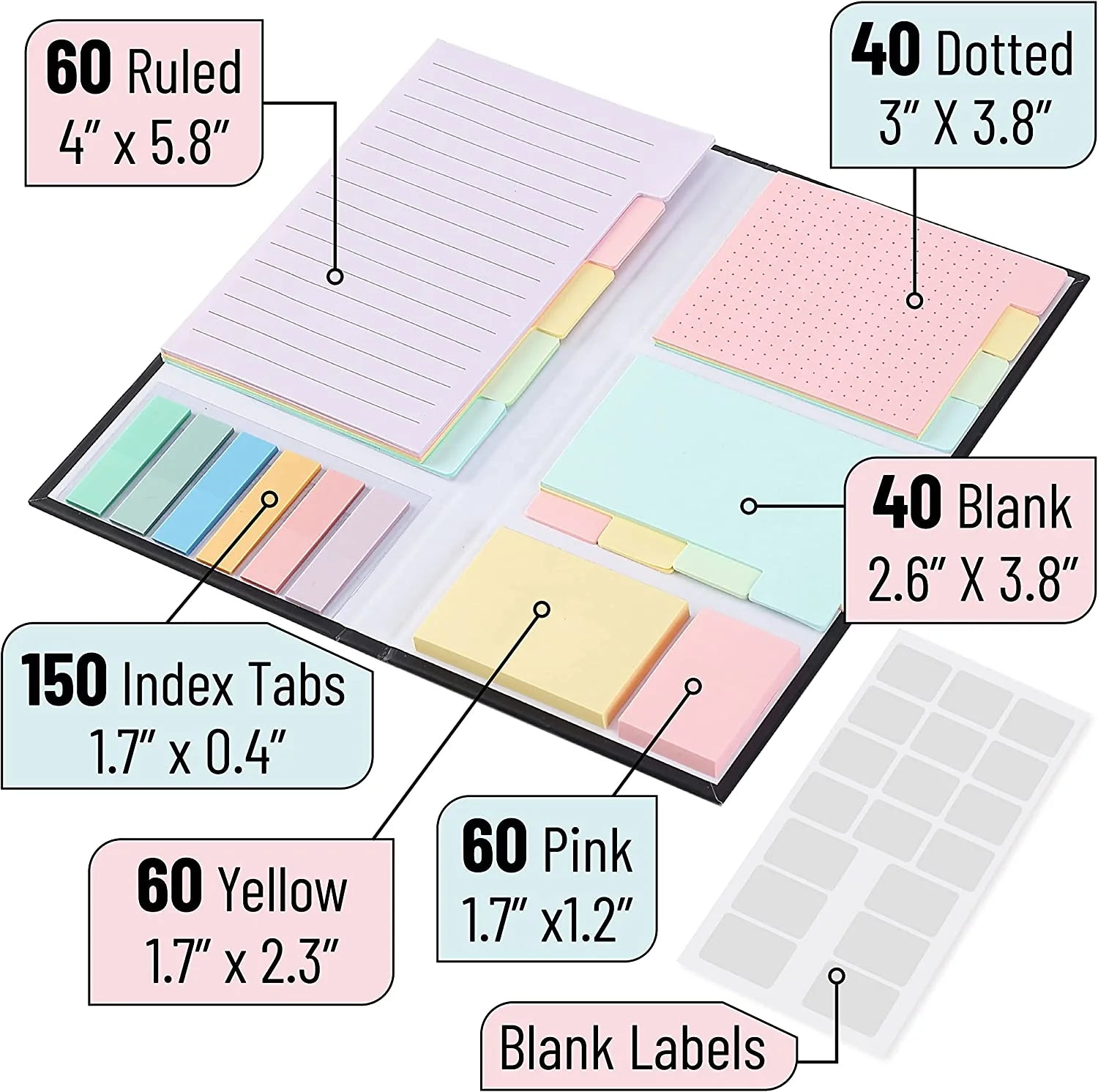 - Sticky Notes Set, 410 Pack, Pastel Colors, Sticky Notes Tabs, Divider Sticky Notes, Office Supplies