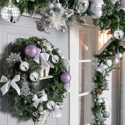 24 Pcs Hanging Mirror Disco Ball Glass Disco Ball Silver Mini Disco Ball Reflective Disco Ball, Halloween Disco Party Supplies, Christmas Tree Decorations (1.2Inch, 1.57Inch)