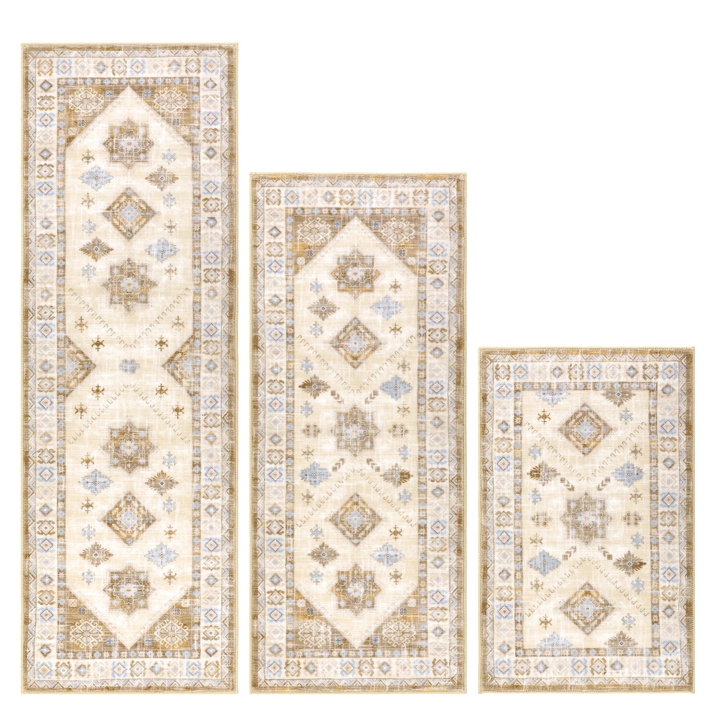 Boho Kitchen Rug Sets 3 Piece Runner Bohemian Mats Non Skid Washable Kitchen Floor Mat Runner