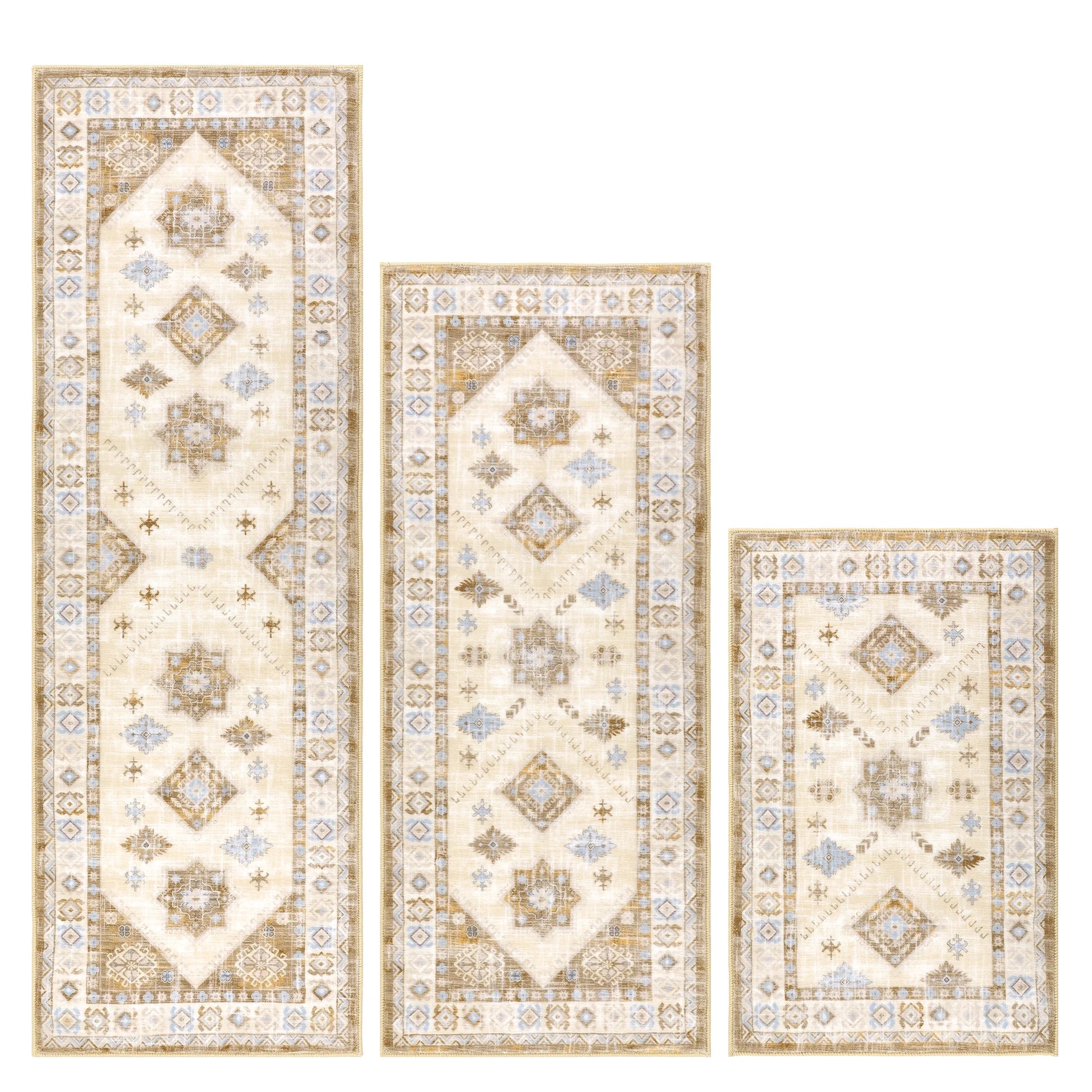 Boho Kitchen Rug Sets 3 Piece Runner Bohemian Mats Non Skid Washable Kitchen Floor Mat Runner