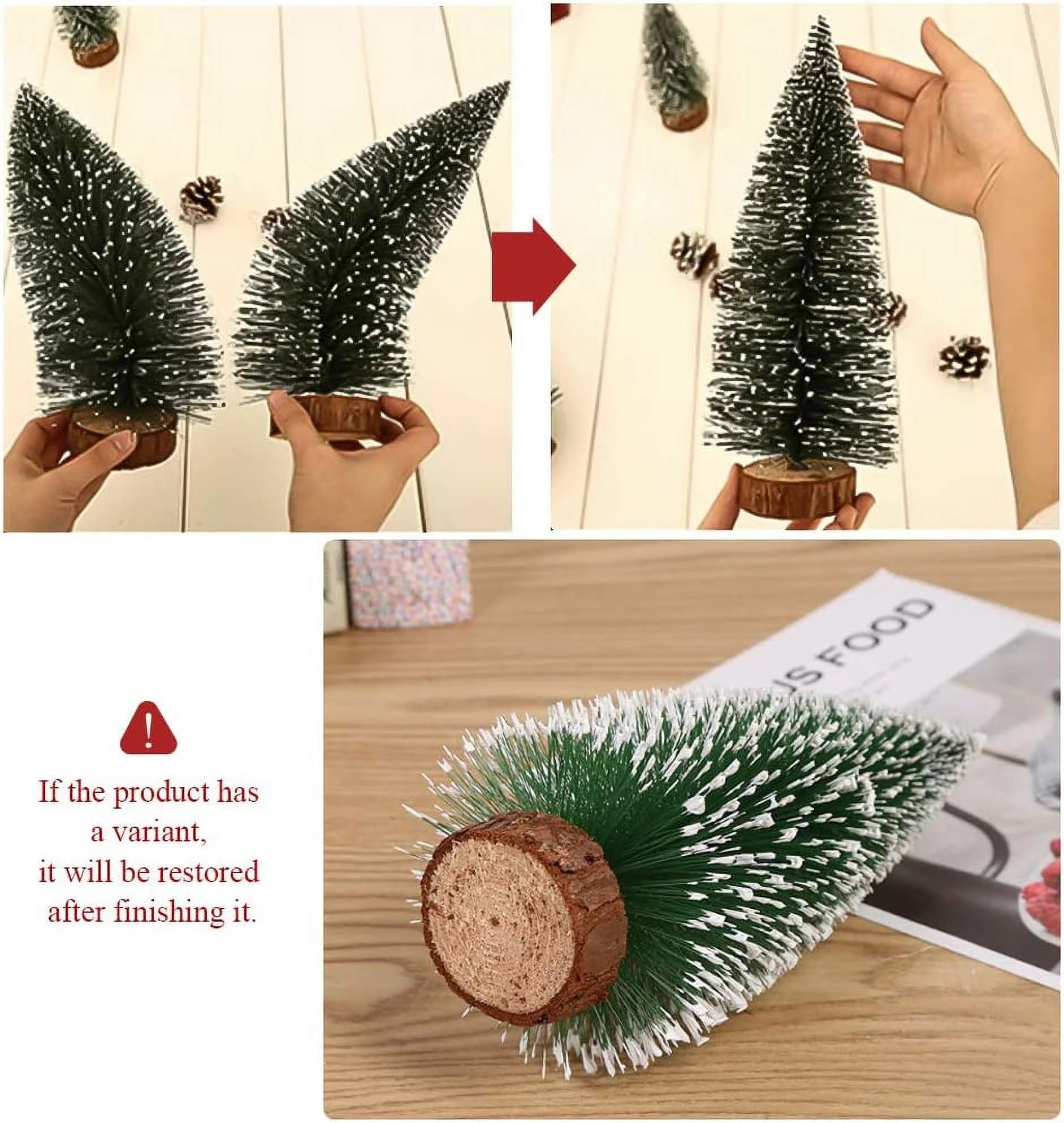 Mini Christmas Trees Decorations - 6Pcs Small Bottle Brush Trees, Artificial Tabletop Christmas Tree for Indoor Outdoor Home Room Party(Green)