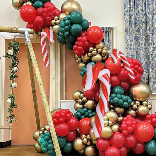 149Pcs Christmas Balloons Garland Kit with Gold Explosion Star Foil Balloons for Xmas Party or New Year Party Decorations