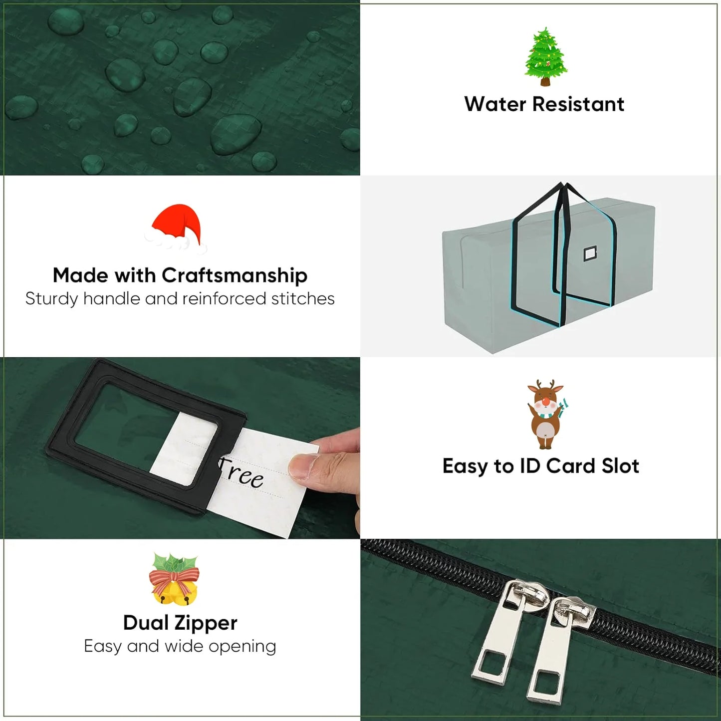 7.5 Ft Christmas Tree Storage Bag , for Big Artificial Xmas Tree,Holiday Trees, Green (50*16*20In)