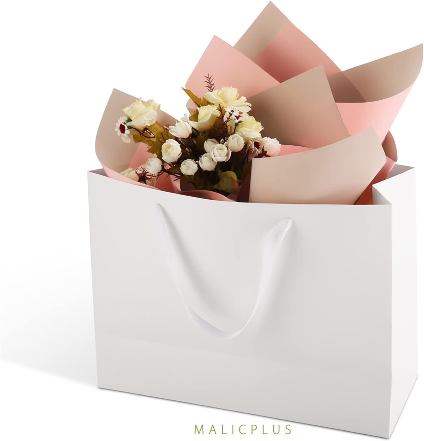 12 Extra Large Gift Bags 16X6X12 Inches, Luxury Matte White Large Gift Bags with Handles for All Occasion (Grain Textured Finish)