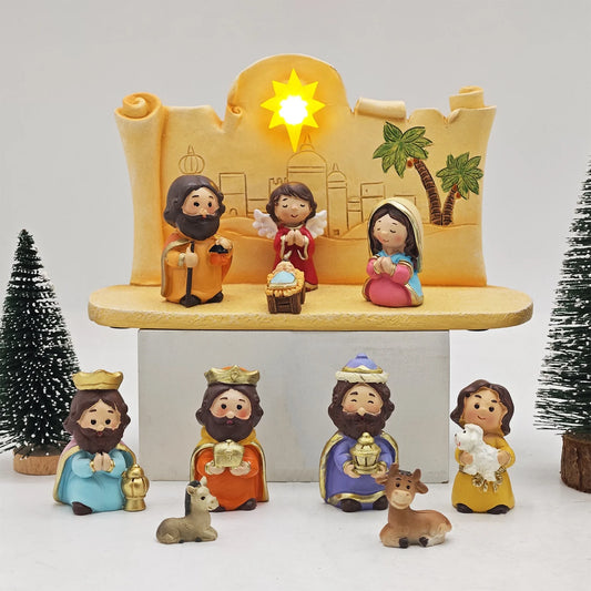4.3 Inch Nativity Resin Knick-Knack Set of 11